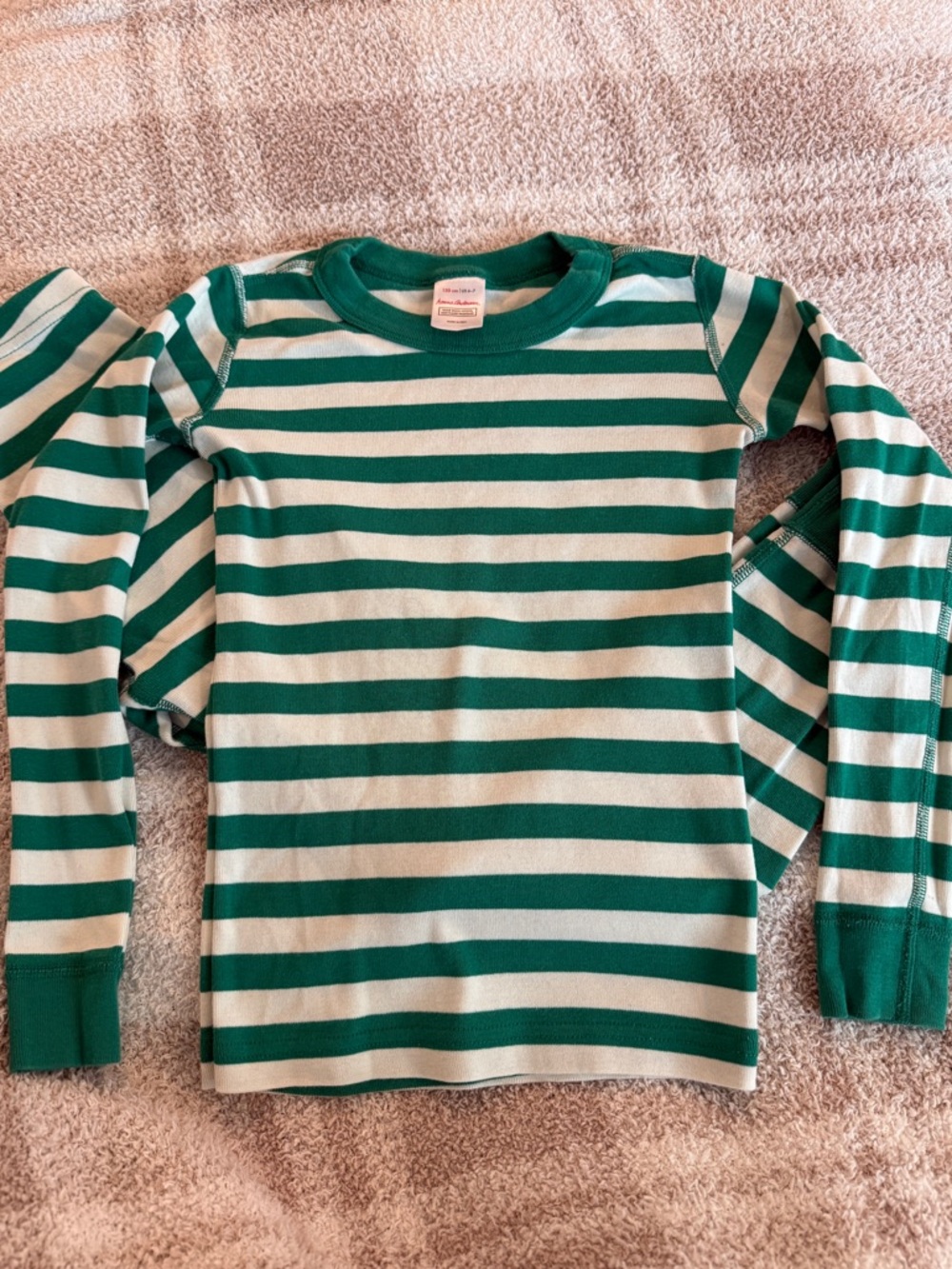 Hanna Andersson Green & White Striped Long-Sleeve Pajamas